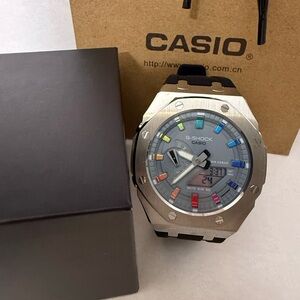 Casio G-Shock Silver Watch with Multicolor Accents
